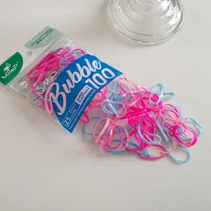 Detail of 25mm high-elasticity colorful candy-colored PU hair ties in 100pcs pack