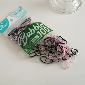 Macro view of 100pcs high elasticity candy color hair ties in eco-friendly packaging
