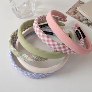 Chic padded sponge headbands in solid colors and plaid patterns for women accessories