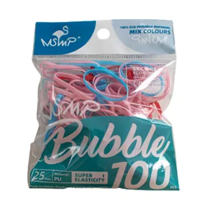 Set of 100 colorful elastic hair bands 25mm in high elasticity PU material for kids
