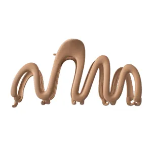 Matte nude wavy large shark hair claw clip for women back of head bun hair styling