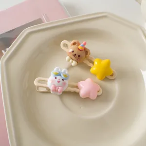 Barrettes à Cheveux Mignonnes Cartoon Ours Lapin Étoile pour Femmes Filles Pinces Bec de Canard en Métal Plastique Kawaii Accessoires de Coiffure