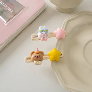 Lot de barrettes mignonnes lapin et ours avec étoiles colorées pour filles et femmes