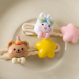 Barrettes mignonnes lapin et ours avec étoiles aux tons macarons pour filles et femmes