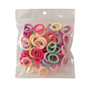 Colorful high elasticity mini hair ties set in clear pouch for kids and women