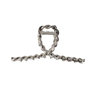 Minimalist large silver metal hair claw clip with double twisted rope design for women