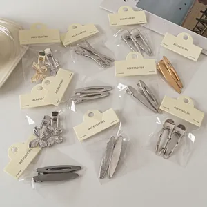 Details zu minimalistischen Haarklammern aus gebürstetem Metall in Silber und Gold