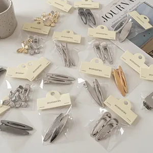 Gebürstetes Metall Haarklammer Minimalistische Geometrische Entenschnabel-Clip Damen Schmetterling Stern Oval Haarspange Haarschmuck