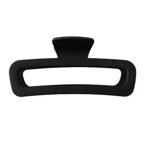 Pince à cheveux rectangulaire 13cm noir mat classique avec design creux et style minimaliste