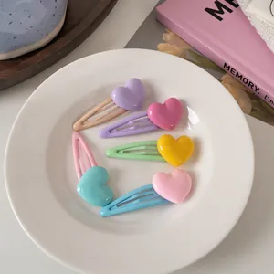 Fermagli per Capelli a Forma di Cuore Contrasto di Colore Dopamina Clip BB Fermagli Laterali in Resina Metallo Donna