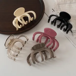 Set mit 5 großen minimalistischen Haarklammern aus glänzendem Harz in Naturfarben
