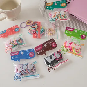 35-piece pack of colorful high-elastic hair ties in various pastel candy colors