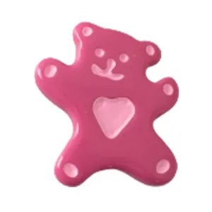 Cute cartoon pink bear hair clip accessory with heart detail and glossy finish