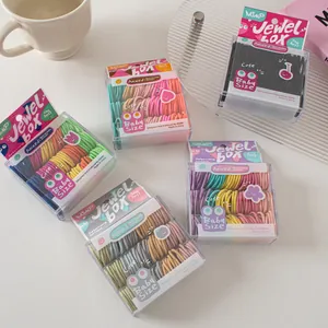 Rainbow baby hair ties set in transparent boxes for toddlers and thin hair