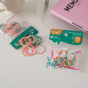 35 pieces of high elastic candy color hair ties in MSMP branded clear bag packaging
