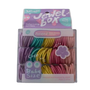 Rainbow high elasticity small hair ties in transparent gift box for girls hair styling