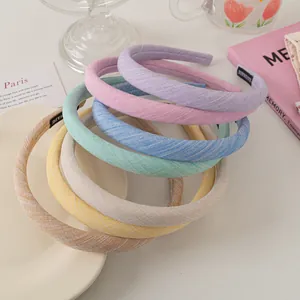 Colorful fabric headbands set in macaron tones with high crown design for women