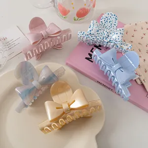 Grande Pince à Cheveux en Acétate à Nœud pour Femmes Filles Motif à Pois Marbré Style Français Fait à la Main Accessoires Cheveux