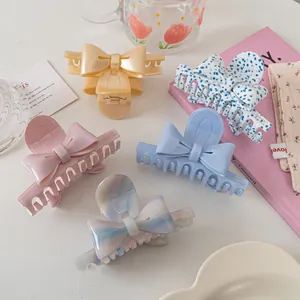 Lot de 5 grandes pinces à cheveux nceud pastel rose et bleu pour coiffures d'été élégantes