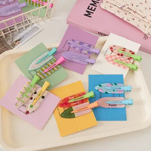 Sweet Fruit Pattern Non-Marking Hair Clips Acrylic Resin Duckbill Clip Set Girlish Hairpin For Women Girls Hair Accessories