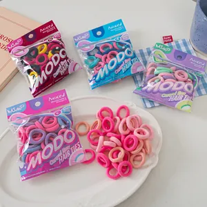 Colorful high elasticity seamless baby hair ties in assorted macaron pastel colors