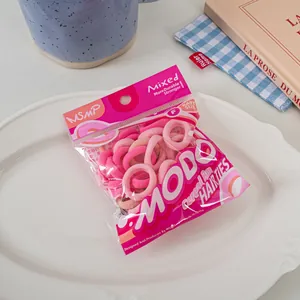 Pink gradient high-elastic seamless hair ties in baby size mixed retail packaging