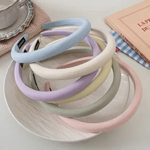 Women Thickened Sponge Headband High Skull Top Fabric Wrapped Handmade Solid Color Korean Style Hair Hoop Hair Accessories