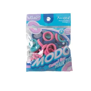 Bulk set of candy-colored high-elasticity baby hair ties in a transparent hanging pouch