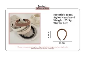 Spécifications de taille et texture de la matière du serre-tête en laine ondulé