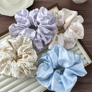 French Style Satin Polka Dot Large Scrunchie Elegant Elastic Hair Tie For Ponytail Women Fashion Hair Accessories