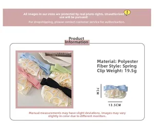 Vue détaillée des barrettes nœuds en satin multicolores avec dimensions précises