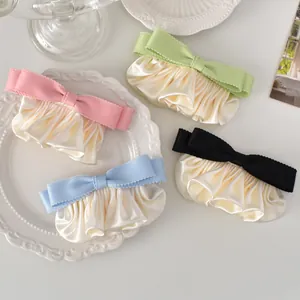 Pince À Cheveux Nœud En Satin À Volants Style Ballet Élégant Doux Pince À Ressort Blanc Crème Coiffe Pour Femmes Filles