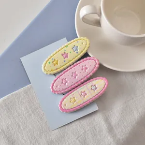 Mignonnes Pinces à Cheveux Ovales Imprimées Étoiles Dopamine Pour Femmes Filles Bord Festonné Doux Accessoires de Cheveux