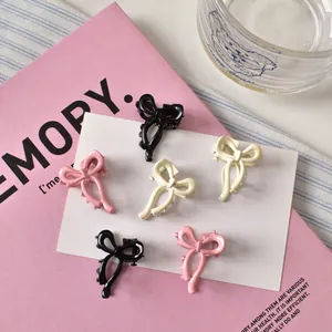 Set di 6 mini mollette a fiocco in nero, rosa e beige per acconciature eleganti