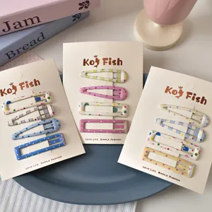 Colorful Polka Dot Stripe Hair Clips Girls Sweet Metal BB Clips Water Drop Rectangle Hairpins Hair Accessories