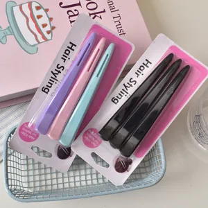 Set of 12cm professional long duckbill hair clips in assorted colors and classic black