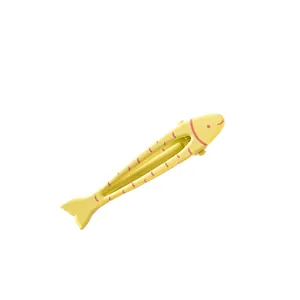 Graziosa molletta per capelli a forma di pesce giallo con strisce rosa e sorriso