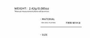 Specifications of the 18K gold plated stainless steel ring showing weight and material details
