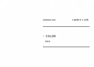 Detailed size specifications for 18K gold plated earrings measuring 1.8cm by 1.1cm