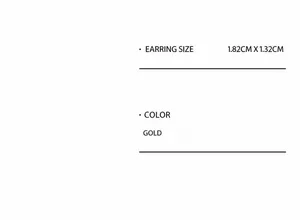 Detailed size specifications for gold earrings measuring 1.82cm by 1.32cm in dimensions