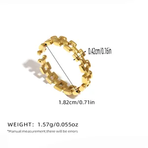 Anello geometrico a catena minimalista in acciaio inossidabile 18K con design aperto