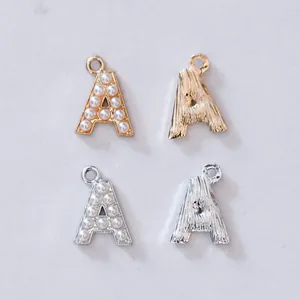 Anhänger Buchstabe A mit Perlen und Strass in Gold und Silber für DIY Schmuck