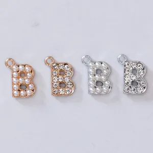 Anhänger Buchstabe B mit Perlen und Steinen in Gold und Silber für DIY Schmuck