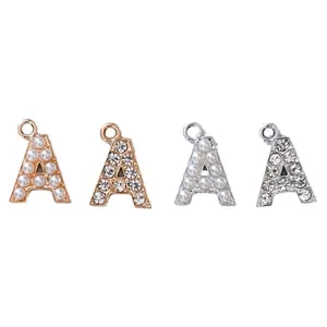 Buchstabe A Anhänger in Gold und Silber mit Perlen und Strass für DIY-Schmuckherstellung