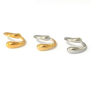 Three sleek geometric open rings in gold, silver and two-tone finishes for women