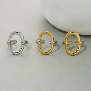 Drie minimalistische verstelbare roestvrijstalen ringen in zilver, goud en tweekleur