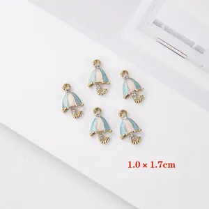 Colorful drip oil umbrella alloy pendants with rhinestones for DIY jewelry making