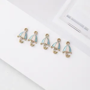 Set of 5 enamel umbrella charms with rhinestones for DIY jewelry and hair accessories