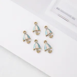 DIY Umbrella Shape Alloy Enamel Pendants With Rhinestones For Jewelry Making Small Colorful Drip Oil Charms For Bracelet Necklace Findings