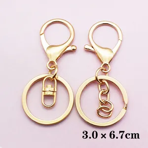 Portachiavi fai-da-te dorato in metallo con chiusura a moschettone, 3,0 x 6,7cm su sfondo viola